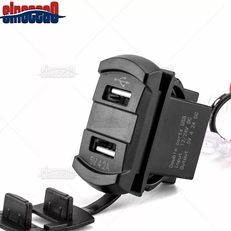 SI Dual USB Charger Socket LED Voltage Voltmeter Rocker Switch