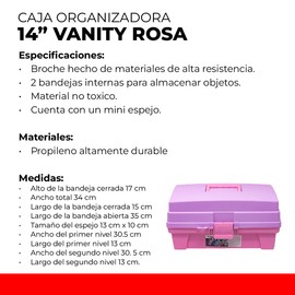 Santul 6239 Caja Vanity, 14 pulgadas, morada/rosa