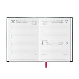 Dohe - Calendar 2024 - Day Page - Medium: 14 x 20 cm - 288 Pages - Sewn-in Cover - Hard Cover - Black - Syntex Model