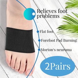 Geyoga 2 Pairs Compression Arch Support Sleeves, Sports Bandage Plantar Fasciitis Support Orthotics Foot Wrap for Flat Feet, Heel Spurs, Plantar Fasciitis Brace for Men and Women, Black