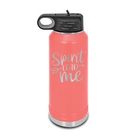 Spirit Lead Me Laser Engraved Water Bottle Customizable Polar Camel Stainless Steel with Straw - christian christianity holy religious Coral 32 oz