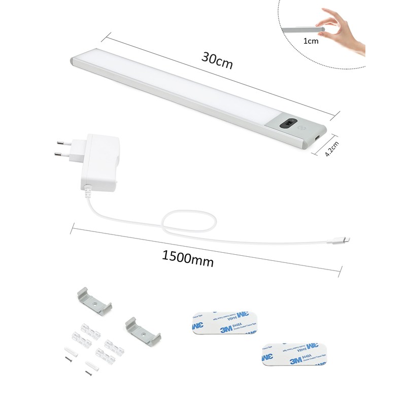 BOYIR Under-Unit Light Kitchen LED Dimmable 30 cm Light Strip