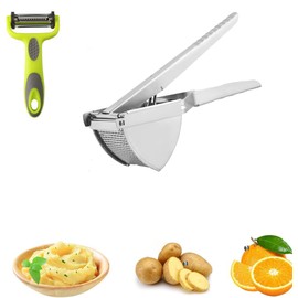 Stainless Steel Potato Ricer, Spaetzle Press Set, Professional Spaetzle Chef, Peeler, Potato Squeezer Press Ricer for Mashed Potatoes, Fruit Juices, Vegetable Porridge, Puree