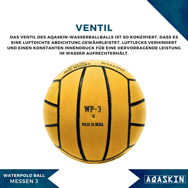 AQASKIN Water Polo Ball Yellow Rubber 1 Size 3 1