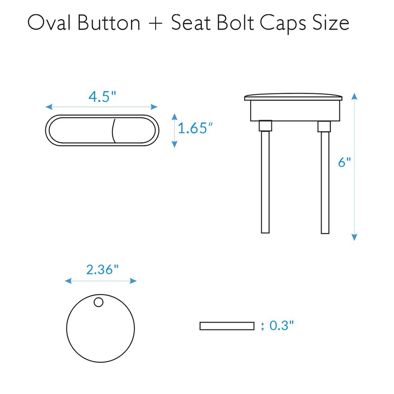 WinZo Toilet Oval Dual Flush Button with Toilet Seat Bolts