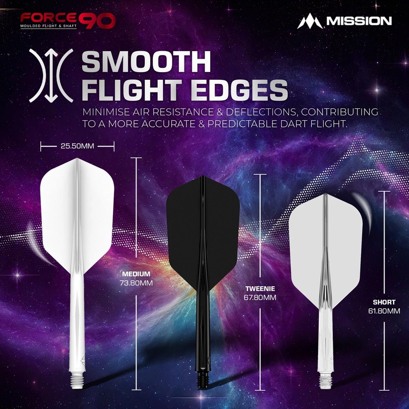 Mission Force 90 Slim White Dart Flights Medium