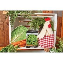 Gallerie II 10.23" Cute Rooster Chicken in Plaid Overalls Handcrafted Decorative Floor Doorstop All Seasons Summer Spring Farm Farmhouse Door Doorway Decor Decoration White