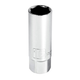 Powerbuilt 3/8-Inch Drive Metric 16mm Spark Plug Socket, High Visibility, Rubber Insert Protection, External Hex Bolster - 643008