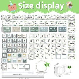 EggSun 96 Cards Greenery Classroom Calendar Bulletin Board Set For Teacher,Plant Flip School Calendar With Holder For Classroom Decoration,Adjustable Calendar,Preschool Elementary Home Decor Supplies