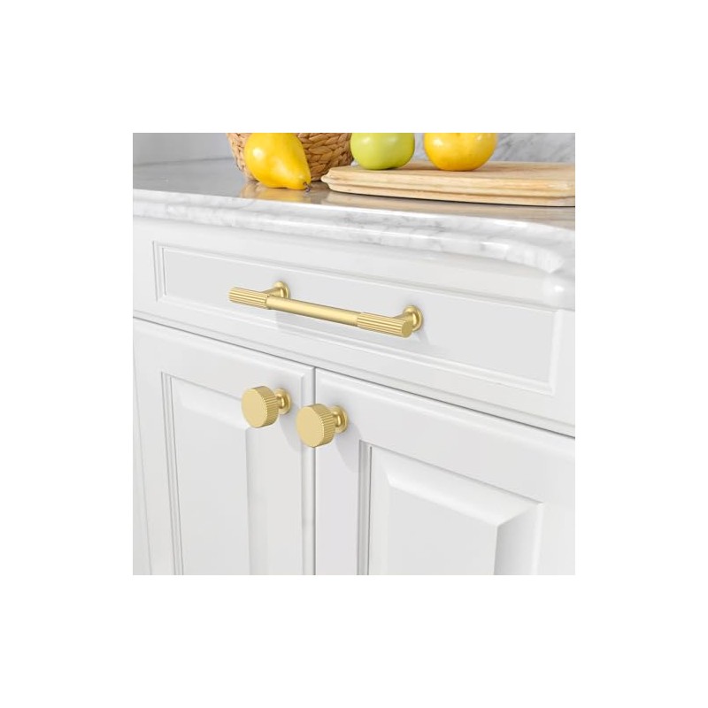 Amerdeco 10 Pack Brushed Gold Cabinet Knobs Single Hole Cabinet