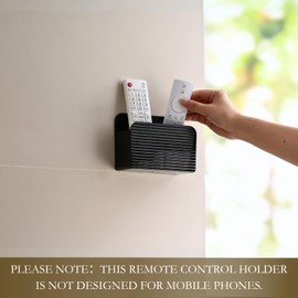 LINFIDITE Adhesive TV Remote Control Holder Wall Mount TV Remote Holder For Bedside Wall Remote Control Caddy Storage Organizer Stand Box （For 2 Or 4 Remote Controls – Black – Quantity 1）