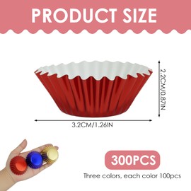 300 PCS Red Cupcake Liners, Small Thick Aluminum Cupcake Paper Liners, Perfect for Professional Bakers, Home Bakers, Hosting Parties or Events, Making Cupcakes, Muffins, Small Cakes