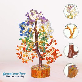 YATHABI 7 Chakra Crystal Tree of Life - Gemstone Money Tree - Stones and Crystals - Feng Shui - Home Decor - Meditation Accessories