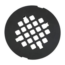 Black Snap-in Shower Drain Cover,Hidrop 4-1/4" OD Round Shower Strainer Grid, Easy-to-Install Replacement Cover Stainless Steel Matte Black