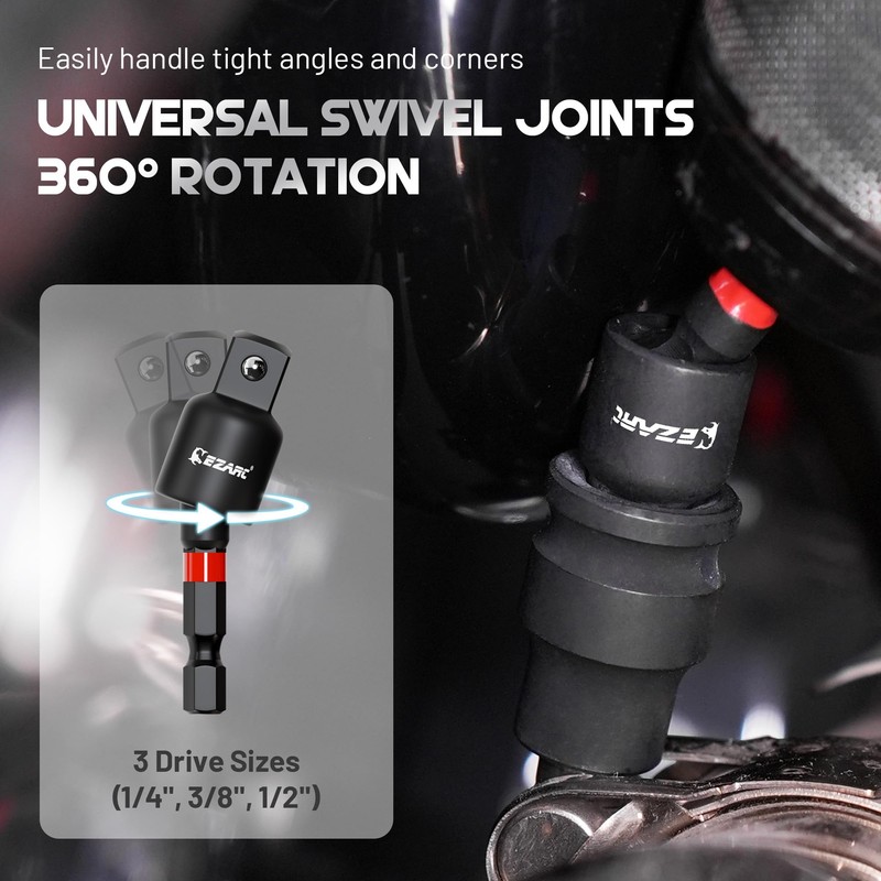 EZARC 14PC Impact Socket Adapter Set, 1/4",3/8",1/2" Square Drive Socket