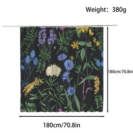 FAIRYGATE Shower Curtain Garden View for Wet Room Extra Long Outdoor Scene Flowers Bathroom Curtains Anti Mould Proof Resistant 180 x 180 cm Waterproof with Hooks B8105