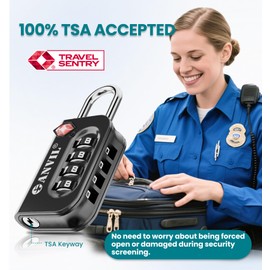 ANVIL TSA Approved Luggage Lock - 4 Digit Combination, 10,000 Combinations, Easy-Read Password Window, Travel Lock for Suitcases, Backpacks, Gym & Student Lockers, Baggage (Black 4 Pack)