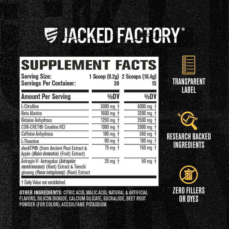 Jacked Factory Nitrosurge Build Pre Workout with Creatine for Muscle