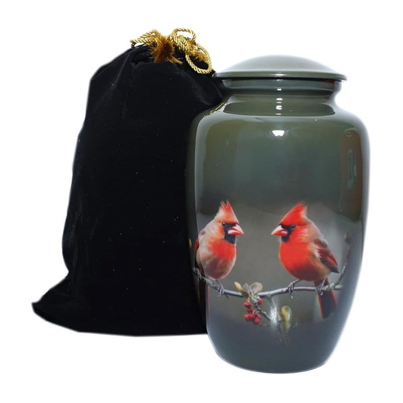 Rayan Decor Cardinal Birds Adult Cremation Urn for Human Ashes