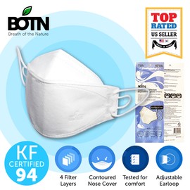 Tia BOTN 2 Pack KF94 WHITE L Adult Size Protective Face Mask Made in Korea KFDA Approved