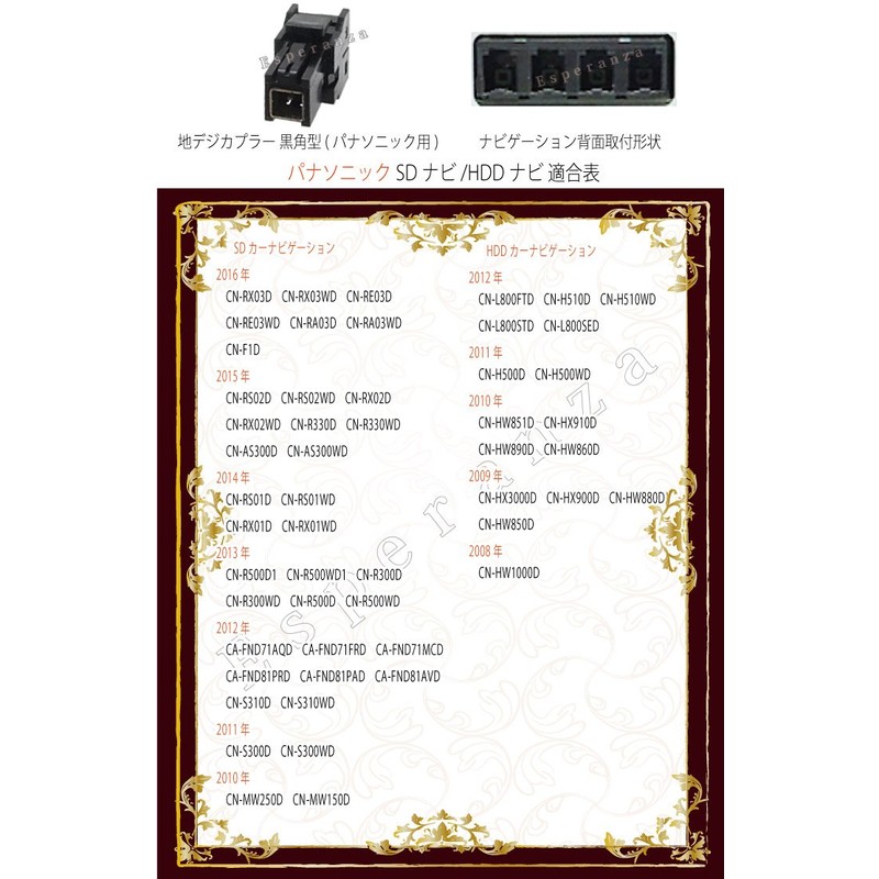 【Esperanza】2012年 パナソニック ナビ フィルム アンテナ 4枚& ケーブル 4本セット両面付 CN-S310D CN-S310WD