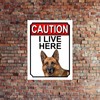 CAUTION I LIVE HERE METAL GATE SIGN GERMAN SHEPHERD THEME