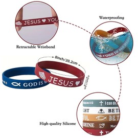SIUYUWK 60 Pcs Bible Verse Bracelet, Colorful Jesus Bracelets, Silicone Christian Bracelets Bulk, Religious Rubber Bracelet, Scripture Wristbands and Christian Party Favorsfor Men, Women