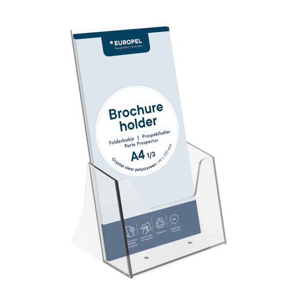 EUROPEL Brochure & Literature Holder, 1/3 A4 Size, Impact Resistant