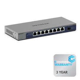 NETGEAR GS108X 8-Port 𝐆𝐢𝐠𝐚𝐛𝐢𝐭 𝐒𝐰𝐢𝐭𝐜𝐡 | Unmanaged | 10Gb Ethernet SFP+ Uplink | Desktop and Wall Mountable | Cloud Care's 3 Year Warranty SupportPlus Included