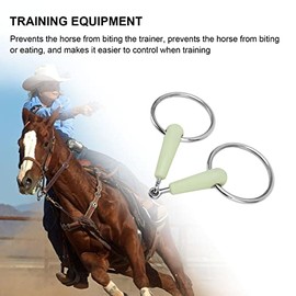 Naroote Bocado de Caballo, Bocado de Filete de Anillo de Caballo Envuelto en Goma Sabor a Manzana Acero Inoxidable para Entrenamiento