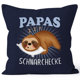 MoonWorks® Cushion Cover Sloth Papa's Snoring Corner Funny Gift for Dads Dad from Daughter Son Navy 40 cm x 40 cm