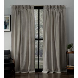 Exclusive Home Curtains Loha PP Linen Pinch Pleat Curtain Panel Pair, 27 in x 96 in, Beige