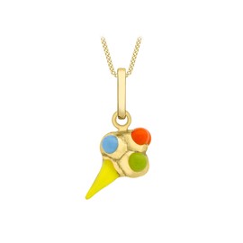 Carissima Gold Women's 9ct Yellow Gold Enamel Ice Cream Pendant on Chain Necklace of 41cm/16"