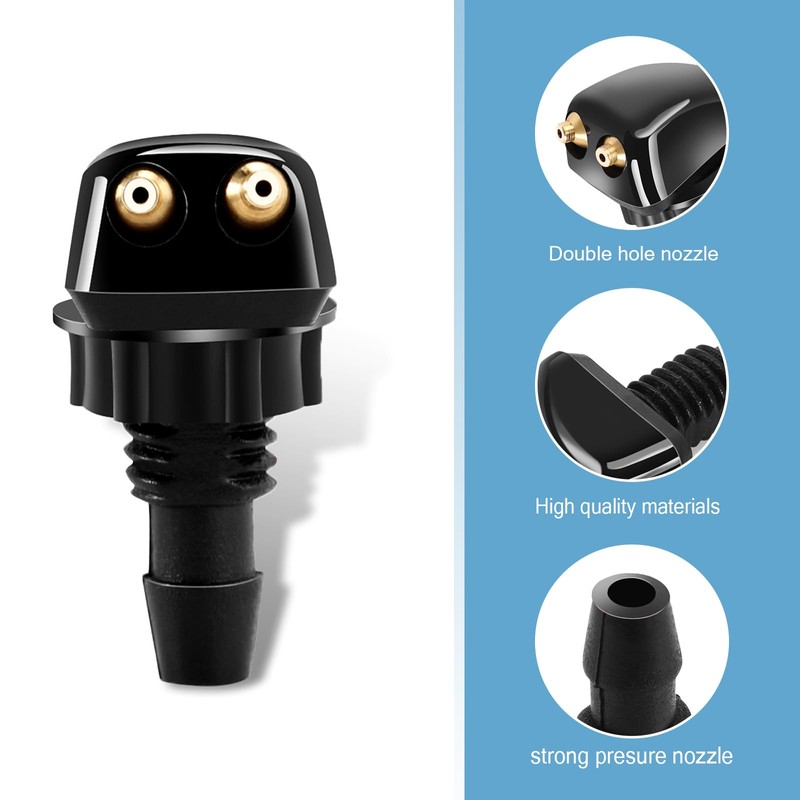 MLY 2 PCS Front Windshield Washer Nozzle, Double-headed Windshield Sprayer