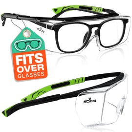 NoCry Anti Fog Safety Glasses that Fit Over Glasses with Scratch Resistant Lens — ANSI Z87 & OSHA Certified Over Glasses Safety Glasses for Men and Women with Adjustable Temples and 100% UV Protection