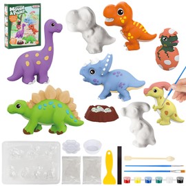 YAOZUP Children's Painting Set, Dinosaur Plaster Casting Set, 7 Patterns Dinosaur Craft Set, Children, Dinosaur Plaster Figures for Casting and Painting, Gift for Crafts for Boys Girls from 6 Years