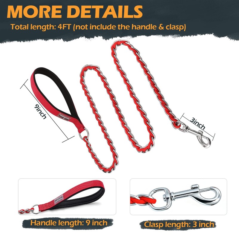 S-ETOVUS Dog Leash Chew Proof, Chain Leash Anti Chew Dog