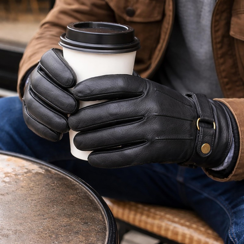 SKYDEER Premium Genuine Deerskin Leather Touch-Screen Winter Driving Gloves for