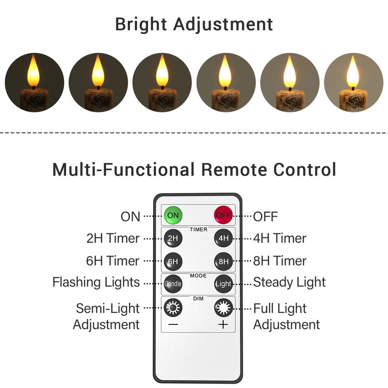PChero Flameless Taper Candles with Remote Timer, Pack of 3