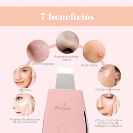Melon Beauty - Skin Scrubber Peeling Ultrasnico de Depuracin Facial Exfoliante. Incluye Gratis Crema Hidratante de Niacinamida. Puntos Negros y Piel  