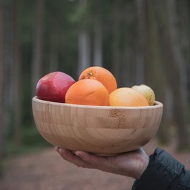 pandoo Bambus Schüsseln | Obstschale, Bambus Schüssel, Schüssel Set, Salatschüssel Bambus Geschirr | Obstkorb, Holzschale, Bowl Deko Schalen | (Ø 20 cm)