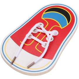 Wooden Threading Shoes Training Board, Learn to Tie Laces, Wooden Learn to Tie Your Own Shoes Threading Lacing Shoes Training Early Learning Kits | Threading Lacing Shoes Training Board Early Learning