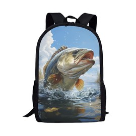 Largemouth Bass Fish School Backpack For Girls Boys Kids,Lightweight Elementary Student Bookbag Perfect for Back to School