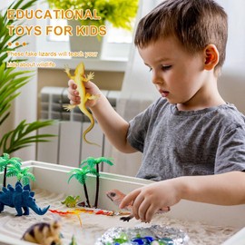 PHIEZC 2 Pack Rubber Animal Toy, Lizard Chameleon, Lizard Rubber Toy, Realistic Reptile Model, Educational Toy, Garden Decoration