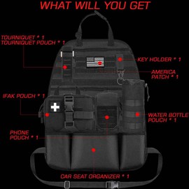 Molle Seat Back Organizer, Tactical Seat Covers, Tactical Car Seat Cover with Pouches Molle Vehicle Panel for Car Seat Cover Protector Seat Back Organizers(Black)