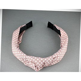Perfect Hairstyle with Our Hair Accessories - Mauve Pink White T Knot Headband Polka Dot Fabric Covered Band Grip Teeth Fashionable Hair Accessory Hair Jewelry Accessories for Lady Women