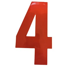 Merriway BH05632 (2 Pcs) Red High Visibility Reflective Plastic Stick-On Wheelie Bin Post Box Crate Dust Bin Numeral 150 mm (6 Inch) Number 4 - Pack of 2 Pieces