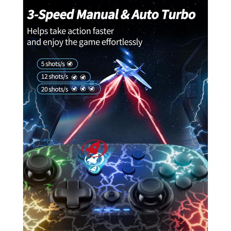 2 Pack Wireless Switch Controller, Compatible with Switch/Switch Lite/OLED/PC, 1000mAh