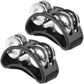 EU SOU Foot Tambourine Percussion Tambourine Foot Percussion Cajon Acoustic Instrument (2 Pieces, Black)