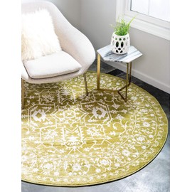 Unique Loom New Classical Collection Traditional Distressed Vintage Classic Light Green Round Rug (8' 0 x 8' 0)